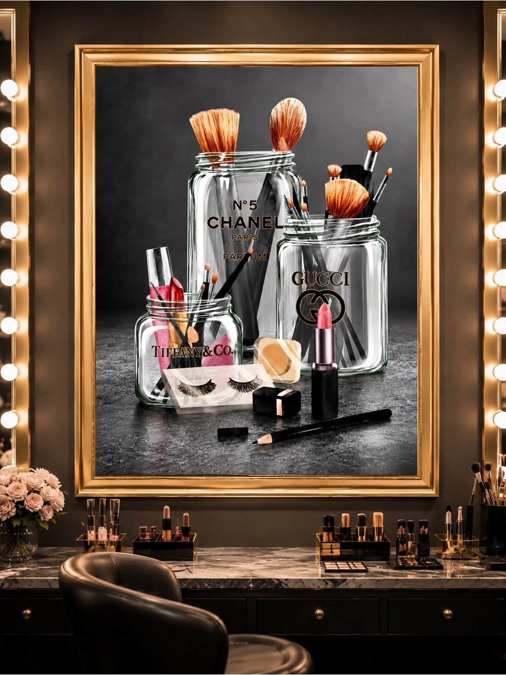 Designer Glam Makeup Vanity Wall Art Print Chanel Gucci Tiffany 8x10